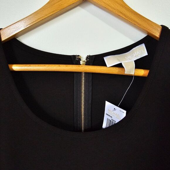 NWT MICHAEL KORS BLACK SCOOP NECK SKATER DRESS SHORT SIZE LARGE - Picture 9 of 16